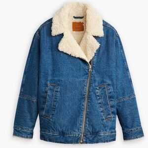 Levi's Blue Jean Jacket with Cream Sherpa Collar